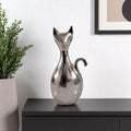 11 Silver Aluminum Cat Tabletop Sculpture