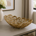 20 Gold Aluminum Abstract Circles Oval Decorative Bowl