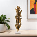 26 Antiqued Gold And White Aluminum And Marble Leaf Tabletop Sculpture