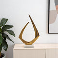 17 Gold And White Aluminum And Marble Abstract Tabletop Sculpture