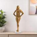 24 Gold And White Aluminum And Marble Woman Tabletop Sculpture