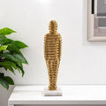 21 Gold And White Aluminum And Marble Mummy Tabletop Sculpture