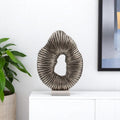 17 Silver And White Aluminum And Marble Tabletop Sculpture
