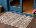 3 X 5 Terra Cotta And Beige Abstract Washable Indoor Outdoor Area Rug