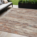 5 X 8 Terra Cotta And Beige Abstract Washable Indoor Outdoor Area Rug