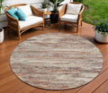 8 Terra Cotta And Beige Round Abstract Washable Indoor Outdoor Area Rug