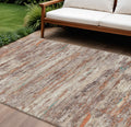 8 X 10 Terra Cotta And Beige Abstract Washable Indoor Outdoor Area Rug