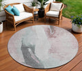 8 Blush And Gray Round Abstract Washable Indoor Outdoor Area Rug