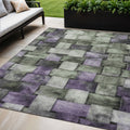 5 X 8 Sage And Purple Striped Washable Indoor Outdoor Area Rug