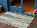3 X 5 Artichoke Green And Gray Abstract Washable Indoor Outdoor Area Rug