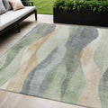 5 X 8 Artichoke Green And Gray Abstract Washable Indoor Outdoor Area Rug