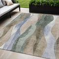 5 X 8 Beige And Denim Blue Abstract Washable Indoor Outdoor Area Rug