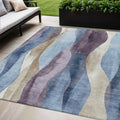 5 X 8 Denim Blue And Purple Abstract Washable Indoor Outdoor Area Rug
