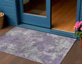 3 X 5 Purple And Gray Abstract Washable Indoor Outdoor Area Rug