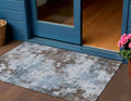 3 X 5 Sky Blue And Brown Abstract Washable Indoor Outdoor Area Rug