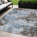 5 X 8 Sky Blue And Brown Abstract Washable Indoor Outdoor Area Rug