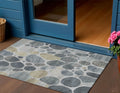 3 X 5 Pewter Beige And Ivory Geometric Washable Indoor Outdoor Area Rug