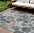 8 X 10 Pewter Beige And Ivory Geometric Washable Indoor Outdoor Area Rug