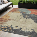 5 X 8 Rust Beige And Charcoal Abstract Washable Indoor Outdoor Area Rug