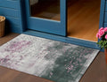 3 X 5 Blush And Emerald Geometric Washable Indoor Outdoor Area Rug