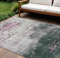 8 X 10 Blush And Emerald Geometric Washable Indoor Outdoor Area Rug