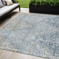 5 X 8 Denim Blue And Beige Geometric Washable Indoor Outdoor Area Rug