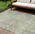 10 X 14 Fern Green And Ivory Geometric Washable Indoor Outdoor Area Rug