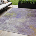 5 X 8 Purple And Olive Green Abstract Washable Indoor Outdoor Area Rug