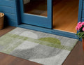 3 X 5 Olive Green And Gray Geometric Washable Indoor Outdoor Area Rug