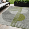 5 X 8 Olive Green And Gray Geometric Washable Indoor Outdoor Area Rug