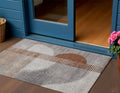 3 X 5 Taupe And Rust Geometric Washable Indoor Outdoor Area Rug