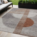 5 X 8 Taupe And Rust Geometric Washable Indoor Outdoor Area Rug
