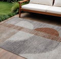9 X 12 Taupe And Rust Geometric Washable Indoor Outdoor Area Rug
