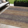 5 X 8 Eggplant And Brown Geometric Washable Indoor Outdoor Area Rug
