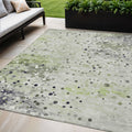 5 X 8 Artichoke Green And Purple Abstract Washable Indoor Outdoor Area Rug