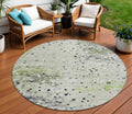 8 Artichoke Green And Purple Round Abstract Washable Indoor Outdoor Area Rug