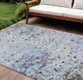 10 X 14 Sky Blue And Gray Abstract Washable Indoor Outdoor Area Rug