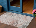 3 X 5 Salmon And Gray Abstract Washable Indoor Outdoor Area Rug