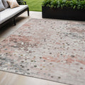 5 X 8 Salmon And Gray Abstract Washable Indoor Outdoor Area Rug