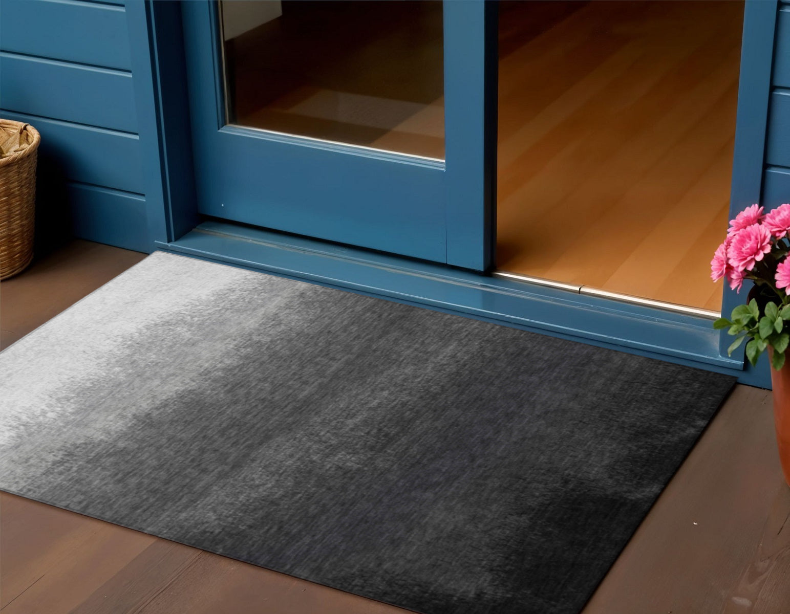 3 X 5 Gray And Silver Ombre Washable Indoor Outdoor Area Rug