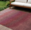 10 X 14 Red And Blush Ombre Washable Indoor Outdoor Area Rug