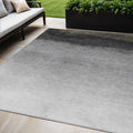 5 X 8 Silver And Black Ombre Washable Indoor Outdoor Area Rug