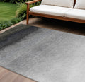 10 X 14 Silver And Black Ombre Washable Indoor Outdoor Area Rug