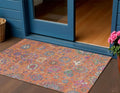 3 X 5 Orange Blue And Pink Floral Washable Indoor Outdoor Area Rug