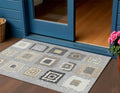 3 X 5 Gray Charcoal And Beige Geometric Washable Indoor Outdoor Area Rug