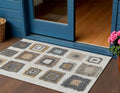3 X 5 Ivory Charcoal And Gold Geometric Washable Indoor Outdoor Area Rug