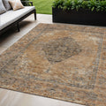 5 X 8 Copper And Taupe Medallion Washable Indoor Outdoor Area Rug