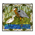 30 Inch W X 27 Inch H Blue Heron & Snowy Egret Stained Glass Window