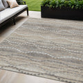 5 X 8 Beige And Gray Ogee Washable Indoor Outdoor Area Rug
