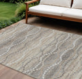 10 X 14 Beige And Gray Ogee Washable Indoor Outdoor Area Rug